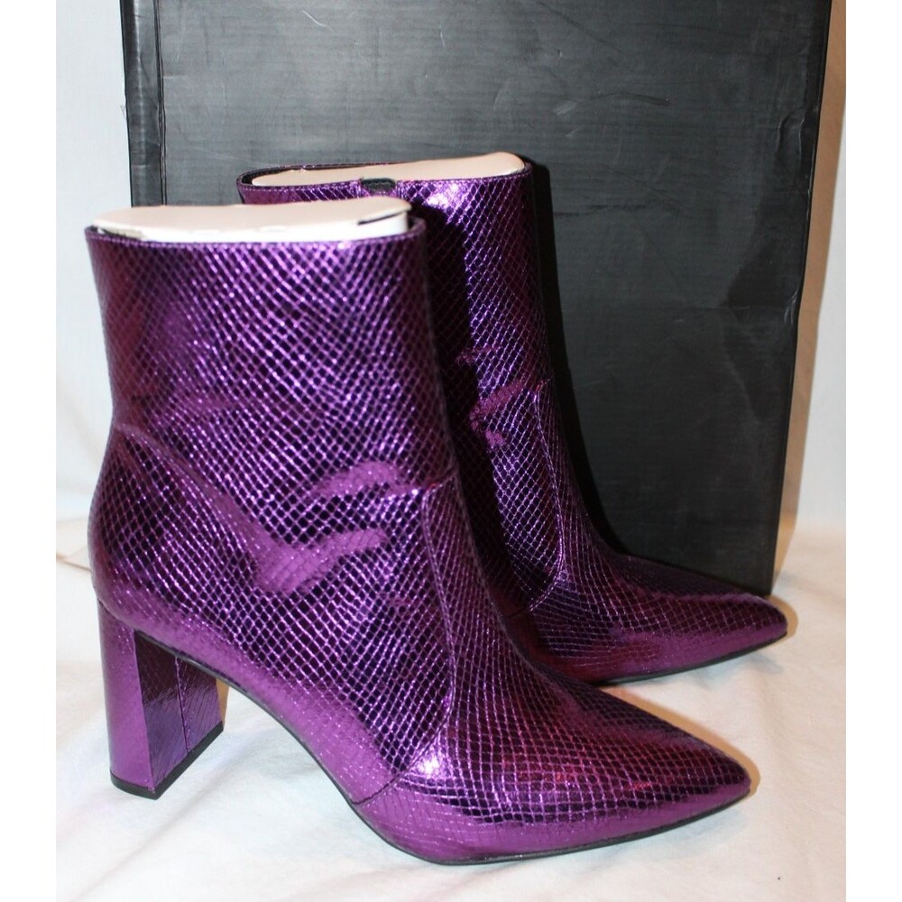 INC‎ Womens Purple ScalePattern Memory Foam Booties Toe Block Heel Booties 10 M